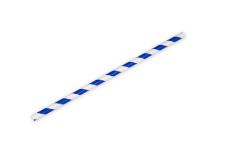 Jumbo unwrapped blue striped paper straw durable & eco-friendly