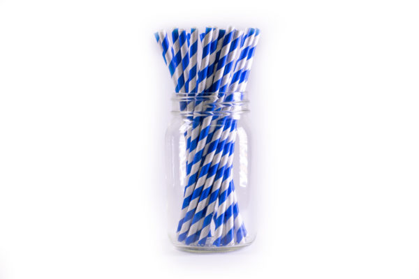 Unwrapped blue striped durable jumbo paper straws, unwrapped blue striped jumbo paper straws, eco-friendly unwrapped blue striped jumbo paper straws