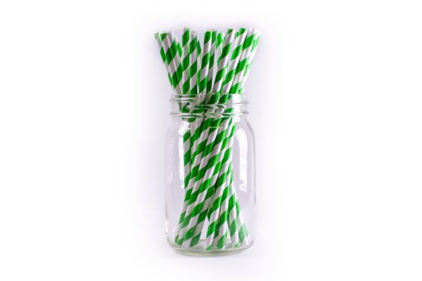 Unwrapped green striped durable jumbo paper straws, unwrapped green striped jumbo paper straws, eco-friendly unwrapped green striped jumbo paper straws