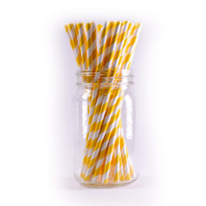 Jumbo yellow paper straws, yellow striped paper straws, eco-friendly paper straws